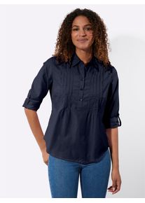 Langarmbluse Casual Looks, Damen, Gr. 54, marine, 50% Baumwolle, 50% Polyester, unifarben, Blusen Langarmbluse