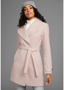 Wollmantel Laura Scott, Damen, Gr. 46, rosa (rosa meliert), Web, Obermaterial: 100% Polyester. Futter: 100% Polyester, unifarben, figurumspielend h&uuml;ftbedeckend, ohne Ausschnitt, mit Riegel,verstellbar mit Kn&ouml;pfen, M&auml;ntel Wollmantel, mit Reverskragen und G&uuml;rtel