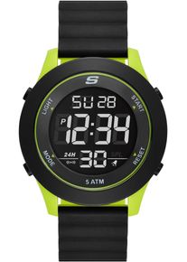 Chronograph Skechers "ROSENCRANS", schwarz (schwarz, neongr&uuml;n), Armbanduhren, Herren, Chronograph, Quarzuhr, Armbanduhr, Herrenuhr, Silikonarmband, digital, Tag