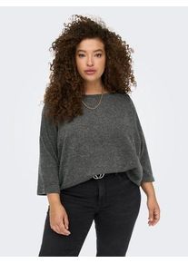 3/4-Arm-Shirt Only CARMAKOMA "CARMARTHA 3/4 TOP", Damen, Gr. XL, grau (dunkelgrau melange), Single Jersey, Obermaterial: 95% Polyester, 5% Elasthan, meliert, relaxed fit normal, Rundhals, Shirts 3/4-Arm-Shirt, Kunstfaser, loose fit