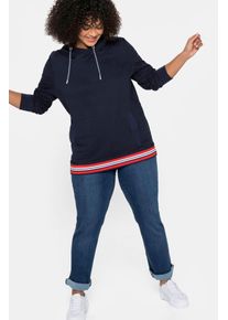 Bequeme Jeans sheego, Damen, Gr. 46, Normalgr&ouml;&szlig;en, blau (dunkelblau denim), 37% Viskose, 34% Baumwolle, 27% Polyester, 2% Elasthan, unifarben, lang, Jeans Bequeme Jeans