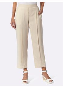Bundfaltenhose Classic Basics, Damen, Gr. 46, Normalgr&ouml;&szlig;en, beige (sand), 100% Polyester, meliert, unifarben, lang, Hosen Bundfaltenhose