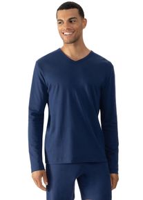 Langarmshirt Mey "Solid Night", Damen, Gr. S, blau (neptune), Jersey, Obermaterial: 100% Baumwolle, bequem h&uuml;ftbedeckend, V-Ausschnitt, Shirts Langarmshirt, T-Shirt aus Interlock-Jersey