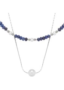 Kette mit Anh&auml;nger Leonardo "Halskette Anjana", wei&szlig; (edelstahlfarben, blau, grau, wei&szlig;), Halsketten, Damen, Edelstahl Perlen, L: 50 B: 8mm, Edelstahl, Perlen, Kette mit Anh&auml;nger, mit Sodalith - mit Glasperle, Perle (imitiert), B:8mm
