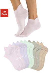 Sneakersocken Kangaroos, Damen, Gr. 35-38, bunt (2x beige, 2x mint, 2x gr&uuml;n, 2x flieder, 2x rosa), Baumwolle, Elasthan, Polyamid, unifarben, elastisch, Socken Sneakersocken, mit erh&ouml;htem B&uuml;ndchen, Topseller