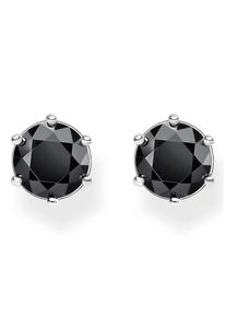 Paar Ohrstecker Thomas Sabo "Schwarzer Stein", silber (silberfarben, schwarz, schwarz), Ohrringe, Damen, 4mm, Silber 925 (recycelt), Paar Ohrstecker, mit Zirkonia (synth.)