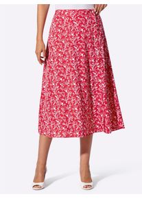 Sommerrock Classic Basics, Damen, Gr. 52, rot, ecru, bedruckt, 100% Polyester, gemustert, gepunktet, wadenlang, R&ouml;cke Sommerrock