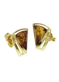 Paar Ohrstecker OSTSEE-SCHMUCK "- Ilga - Silber 925/000, vergoldet - Bernstein" Gr. 13, gold (goldfarben, gelb), Ohrringe, Damen, Silber 925 (Sterlingsilber), Paar Ohrstecker