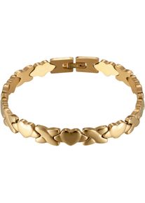 Armband Firetti "Schmuck Geschenk Edelstahl Armschmuck Gliederarmband X und Herz", gold (gelbgoldfarben), Armb&auml;nder, Damen, 19,8cm, Edelstahl, Armband