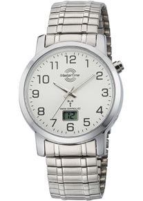 Funkuhr MASTER TIME "Basic", silber (silberfarben, silberfarben), Armbanduhren, Herren, Funkuhr, Armbanduhr, Quarzuhr, Herrenuhr, Datum, Flexband, Zugband