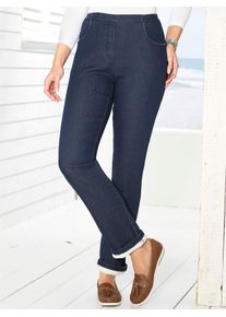 Thermojeans Classic Basics, Damen, Gr. 46, Normalgr&ouml;&szlig;en, blau (dunkelblau), 81% Baumwolle, 17% Polyester, 2% Elasthan, unifarben, lang, Jeans Thermojeans