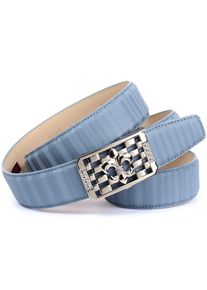 Lederg&uuml;rtel Anthoni Crown, Damen, Gr. 90, blau (hellblau), Leder, unifarben, G&uuml;rtel Lederg&uuml;rtel, mit silberfarbener stilisierter Lilien-Schnalle