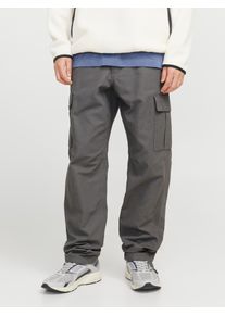 Jack & Jones Cargohose JACK & JONES "JPSTKANE BARKLEY CARGO PANT NOOS", Herren, Gr. 32, L&auml;nge 32, grau (castlerock), Web, Obermaterial: 100% Baumwolle, unifarben, relaxed fit kn&ouml;chellang, Hosen Cargohose
