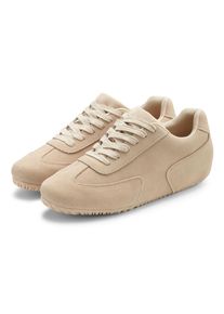 Sneaker Vivance "Schn&uuml;rhalbschuh, Freizeitschuh", Damen, Gr. 42, beige, Obermaterial: 100% Rindsleder. Decksohle: 100% Textilmaterial. Futter: 100% Textilmaterial. Laufsohle: 100% Synthetik, Veloursleder, unifarben, Basic, Schuhe Sneaker, aus Leder ultraleicht