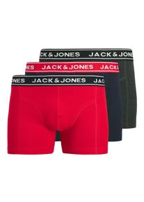 Jack & Jones PlusSize Trunk "JACHECTOR SOLID TRUNKS 3 PACK PLS", Herren, Gr. XXL, 3 Stk., navy blazer pack:true rot, dunkelgrau melange, Jersey, Obermaterial: 95% Baumwolle, 5% Elasthan, JACK & JONES PLUSSIZE, meliert, bequem, Unterhosen Trunk
