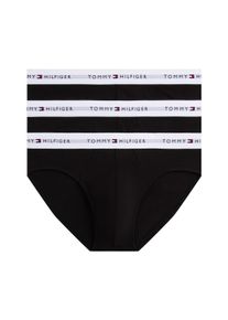 Slip "3P BRIEF DTM", Herren, Gr. L (52), 3 Stk., wei&szlig; (schwarz, schwarz, schwarz, wei&szlig; wb), Jersey, Obermaterial: 95% Baumwolle, 5% Elasthan, Tommy Hilfiger Underwear, k&ouml;rpernah, Unterhosen Slip, mit Logo-Elastikbund