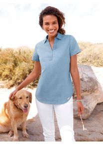 Jeansbluse Casual Looks, Damen, Gr. 46, blau, bleached, 100% Baumwolle, unifarben, Blusen Jeansbluse