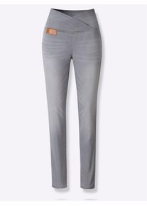 Bequeme Jeans Casual Looks, Damen, Gr. 54, Normalgr&ouml;&szlig;en, blau (light grau, denim), 81% Baumwolle, 17% Polyester, 2% Elasthan, unifarben, lang, Jeans Bequeme Jeans