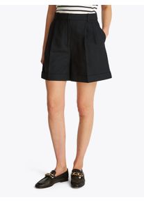 Shorts Tommy Hilfiger "LINEN MIX PLEATED SHORT", Damen, Gr. 46, N-Gr, schwarz, Web, Obermaterial: 47% Polyester, 32% Leinen, 20% Viskose, 1% Elasthan, unifarben, straight fit kurz, Hosen Shorts, mit Falten,k&uuml;hlendes Premium Leinen