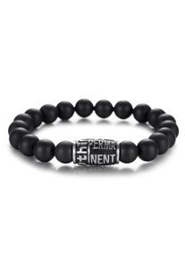 Perlenarmband Firetti "Schmuck Geschenk Armschmuck Armkette Perle", schwarz (edelstahlfarben, schwarz, schwarz), Armb&auml;nder, Herren, 18cm, Edelstahl Nylon, Edelstahl, Nylon, Perlenarmband, mit Onyx