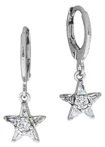 Paar Creolen Firetti "Schmuck Geschenk Silber 925 Stern", silber (silberfarben, kristallwei&szlig;, kristallwei&szlig;), Ohrringe, Damen, 12mm, Silber 925 (Sterlingsilber), Paar Creolen, mit Zirkonia (synth.)