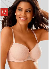 Schalen-BH Lascana, Damen, Gr. 85, Cup C, beige (puder), Microtouch, Obermaterial: 86% Polyamid, 14% Elasthan, BHs Schalen-BH, mit B&uuml;gel und graphischer Spitze, Dessous, Topseller