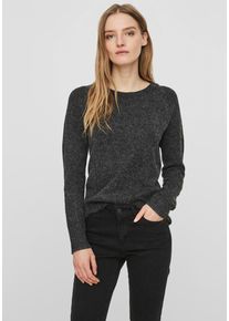 V&eacute;ro Moda Rundhalspullover VERO MODA "VMDOFFY", Damen, Gr. XL, schwarz (schwarz melange), Strick, Obermaterial: 94% Polyester, 3% Elasthan, 3% Nylon, meliert, Basic, figurumspielend h&uuml;ftlang, Rundhals, Raglan&auml;rmel Rippstrickb&uuml;ndchen, Pullover Rundhalspullover, in melierter Optik