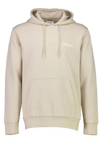 Hoodie LINDBERGH, Herren, Gr. L, beige (lt stone), Sweatware, Obermaterial: 76% Baumwolle, 17% Polyester, 7% Elasthan, bedruckt, relaxed fit taillenbedeckt, B&uuml;ndchen, Sweatshirts Hoodie, Mit Schriftzug