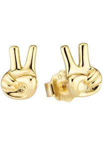Paar Ohrstecker Bruno Banani "Schmuck Geschenk Silber Ohrring Peace-Design", gold (gelbgoldfarben), Ohrringe, Damen, Silber 925 (Sterlingsilber), Paar Ohrstecker