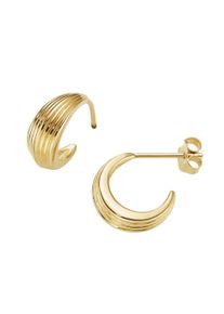 Paar Ohrstecker Firetti "Schmuck Geschenk Silber 925 Ohrschmuck Ohrringe geriffelt", gelbgoldfarben, Ohrringe, Damen, Silber 925 (Sterlingsilber), Paar Ohrstecker