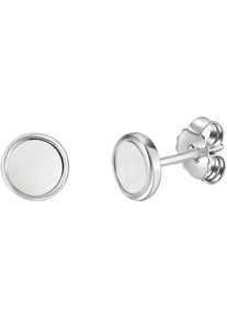 Paar Ohrstecker Firetti "Schmuck Geschenk, Ohrringe Kreis rund, Silber 925", bunt (silberfarben, wei&szlig;), Ohrringe, Damen, 7mm, Silber 925 (Sterlingsilber), Paar Ohrstecker, mit Lack
