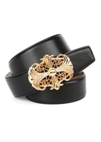 Lederg&uuml;rtel Anthoni Crown, Damen, Gr. 95, schwarz, Leder, unifarben, G&uuml;rtel Lederg&uuml;rtel, mit Unterf&uuml;hrung und gl&auml;nzender Schlie&szlig;e