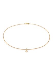 Choker Elli Premium "Halskette Choker Mondstein Anh&auml;nger 585 Gelbgold" Gr. 36, gold, Halsketten, Damen, mit Steinen, Gelbgold 585, Choker