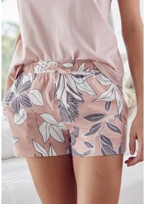 Schlafshorts Lascana, Damen, Gr. 32/34, N-Gr, rosa (allover, altrosa, gebl&uuml;mt), Single Jersey, Obermaterial: 50% Baumwolle, 50% Viskose, gebl&uuml;mt, bequem kurz, Hosen Schlafshorts, mit floralem Druck