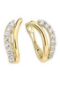 Paar Creolen Bruno Banani "Schmuck Geschenk Silber 925 Ohrschmuck Ohrringe", gold (gelbgoldfarben, wei&szlig;, kristallwei&szlig;), Ohrringe, Damen, Silber 925 (Sterlingsilber), Paar Creolen, mit Zirkonia (synth.)