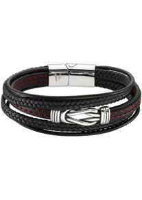 Lederarmband Bruno Banani "Schmuck", rot (edelstahlfarben, schwarz, rot), Armb&auml;nder, Damen, 21cm, Edelstahl Leder Textil, Edelstahl, Leder, Textil, Lederarmband