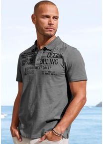 Poloshirt John Devin "mit Print", Herren, Gr. S (44/46), grau, Slub, Obermaterial: 100% Baumwolle, bedruckt, regular fit, Rundhals, abgesteppte Kante, Shirts Poloshirt, Regular-Fit, aus Slub-Qualit&auml;t, mit Print