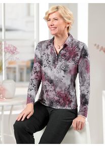 Poloshirt CLASSIC "Poloshirt", Damen, Gr. 40, lila (steingrau, mauve, bedruckt), 95% Viskose, 5% Elasthan, gemustert, mehrfarbig, Shirts Poloshirt