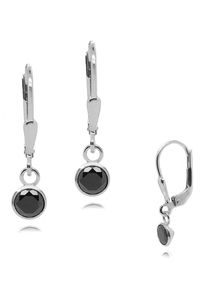 Paar Ohrh&auml;nger Firetti "Schmuck Geschenk Silber 925 Ohrschmuck Patentbrisur Glitzer", silber (silberfarben, schwarz, schwarz), Ohrringe, Damen, 5,5mm, Silber 925 (Sterlingsilber), Paar Ohrh&auml;nger, Made in Germany - mit Zirkonia (synth.)