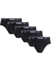 Slip NIKE UNDERWEAR "BRIEF 5PK", Herren, Gr. L, 5 Stk., schwarz, schwarz, schwarz, schwarz, schwarz, Jersey, Obermaterial: 95% Baumwolle, 5% Elasthan, k&ouml;rpernah, Unterhosen Slip, mit Logo-Elastikbund, Topseller