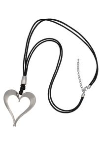 Lederband Firetti "Endless Love", schwarz (metallfarben, schwarz), Halsketten, Damen, Metall Polyurethan, L: 82 B: 2,5mm, Metall, Polyurethan, Lederband, B:2,5mm