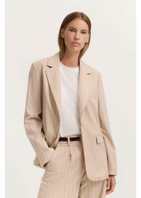Kurzblazer Bugatti "Regular Fit", Damen, Gr. 40, 50, beige, Canvas, 73% Polyester, 24% Viskose, 3% Elasthan, gestreift, regular fit, Blazer Kurzblazer, mit Reverskragen und Streifen