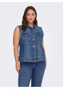 Jeansweste Only CARMAKOMA "CARWESPA WEST DNM PIM619 NOOS", Damen, Gr. 50, medium blau denim, Denim/Jeans, Obermaterial: 79% Baumwolle, 20% Polyester, 1% Elasthan, unifarben, regular fit normal, Westen Jeansweste