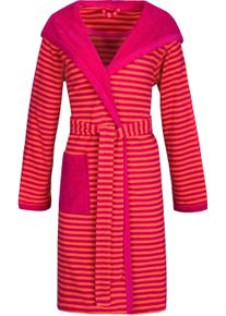 Damenbademantel Esprit "Striped Hoody, ideal f&uuml;r Sauna & Spa, Hotelbademantel, Morgenmantel" Gr. M, lila (raspberry), L:97cm, Rundstrickware, Hausm&auml;ntel, Damenbademantel, mit Kapuze, gestreift