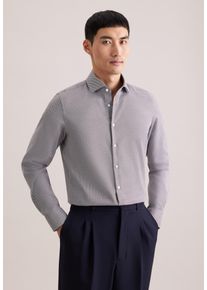 Businesshemd Seidensticker "Schwarze Rose", Herren, Gr. XL (43), normale &Auml;rmell&auml;ngen, braun, 100% Baumwolle, Strukturmuster, gemustert, slim fit, 2-Knopf-Manschette, Hemden Businesshemd, Slim 1/1 Kentkragen Struktur