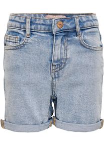 Jeansshorts KIDS Only "KONPHINE", M&auml;dchen, Gr. 128, N-Gr, blau (light, blau, denim), Denim/Jeans, Obermaterial: 99% Baumwolle, 1% Elasthan, unifarben, schmal kurz, Jeans Jeansshorts