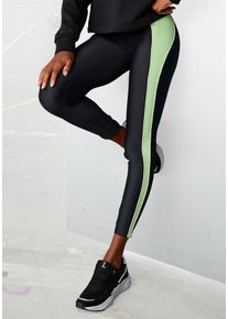 active by Lascana Leggings LASCANA ACTIVE, Damen, Gr. L (44/46), N-Gr, schwarz (schwarz, gr&uuml;n), Obermaterial: 85% Polyester, 15% Elasthan, unifarben mit Farbeinsatz, figurbetont lang, Hosen Leggings, Sporthose mit farblich abgesetztem Seitenstreifen, Topseller