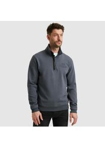 PME-Legend Sweater PME LEGEND, Herren, Gr. M, vintage indigo, Sweatware, Obermaterial: 95% Baumwolle, 5% Elasthan, unifarben, regular fit h&uuml;ftbedeckend, Rundhals, B&uuml;ndchen, Sweatshirts Sweater, mit Logo-Stickerei und Troyer-Kragen mit Rei&szlig;verschluss