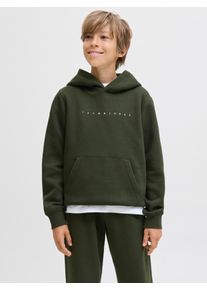 Jack & Jones Kapuzensweatshirt JACK & JONES JUNIOR "JJESTAR JJ SWEAT HOOD NOOS JNR", Jungen, Gr. 128, bunt (duffel bag), angeraute Sweatware, Obermaterial: 70% Baumwolle, 30% Polyester, bedruckt, relaxed fit normal, Rundhals, Rippb&uuml;ndchen, Sweatshirts Kapuzensweatshirt, Baumwollmischung, relaxed fit