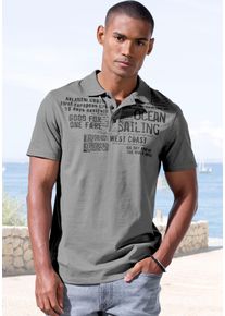 Poloshirt John Devin "mit Print", Herren, Gr. S (44/46), gr&uuml;n (salbei), Slub, Obermaterial: 100% Baumwolle, bedruckt, regular fit, Rundhals, abgesteppte Kante, Shirts Poloshirt, Regular-Fit, aus Slub-Qualit&auml;t, mit Print